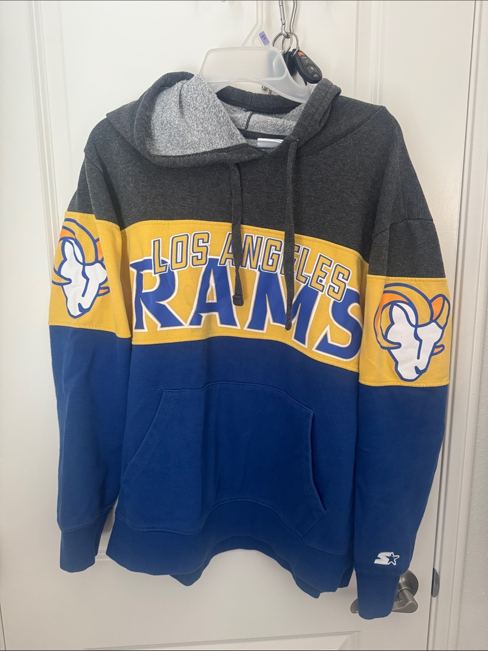 STARTER Los Angeles Rams Charcoal/Gold/Blue Crewneck Sweatshirt